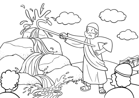 Moses Brings Water Out Of The Rock Coloring Page